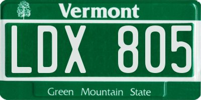 VT license plate LDX805