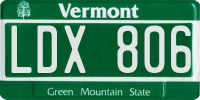 VT license plate LDX806