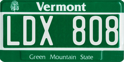 VT license plate LDX808