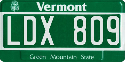 VT license plate LDX809