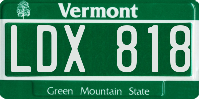 VT license plate LDX818