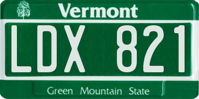 VT license plate LDX821