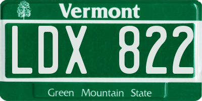 VT license plate LDX822