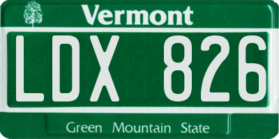 VT license plate LDX826