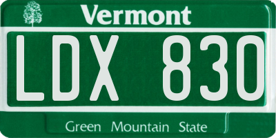 VT license plate LDX830