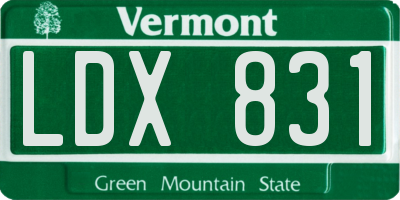 VT license plate LDX831