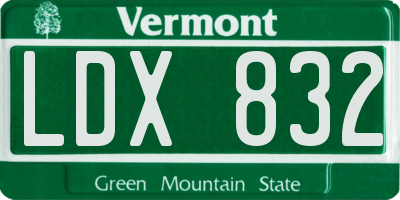 VT license plate LDX832