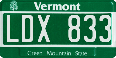 VT license plate LDX833