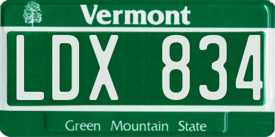 VT license plate LDX834