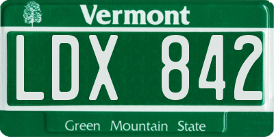VT license plate LDX842