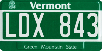 VT license plate LDX843