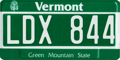 VT license plate LDX844