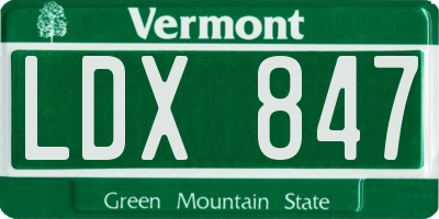 VT license plate LDX847