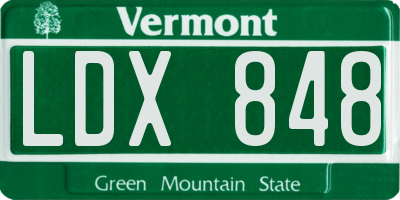 VT license plate LDX848