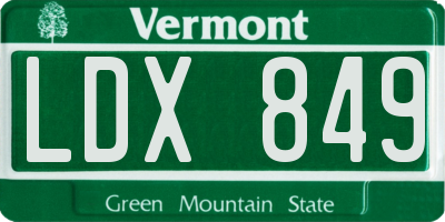 VT license plate LDX849
