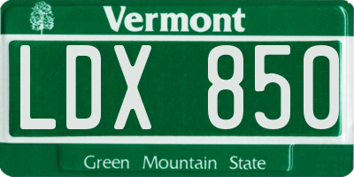 VT license plate LDX850