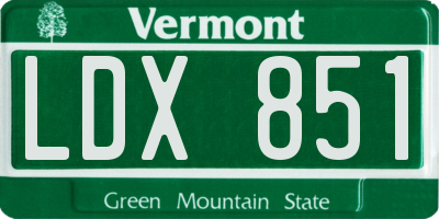 VT license plate LDX851