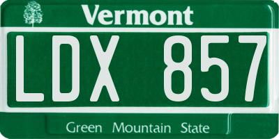 VT license plate LDX857