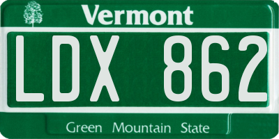 VT license plate LDX862