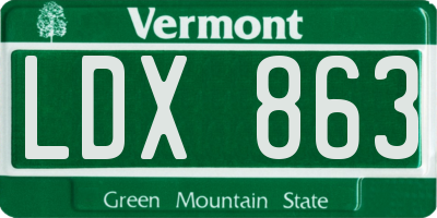 VT license plate LDX863