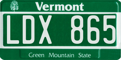VT license plate LDX865