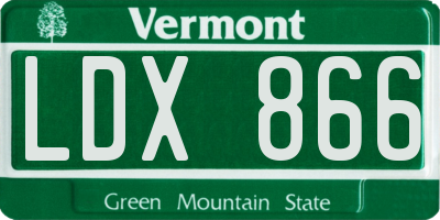 VT license plate LDX866