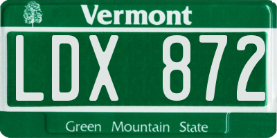 VT license plate LDX872