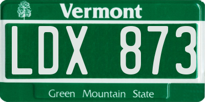 VT license plate LDX873