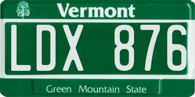 VT license plate LDX876