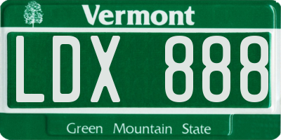 VT license plate LDX888