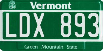 VT license plate LDX893