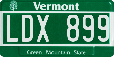 VT license plate LDX899