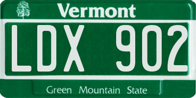 VT license plate LDX902