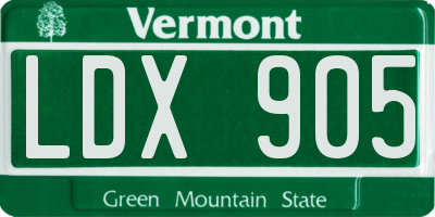 VT license plate LDX905