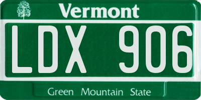 VT license plate LDX906