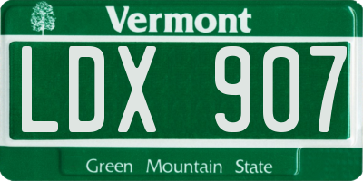 VT license plate LDX907