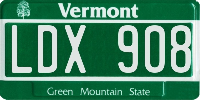 VT license plate LDX908