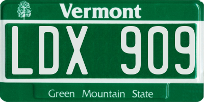 VT license plate LDX909
