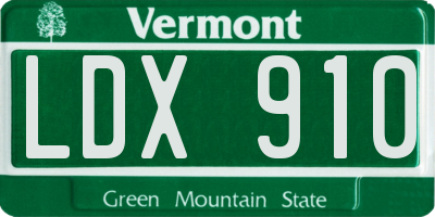 VT license plate LDX910