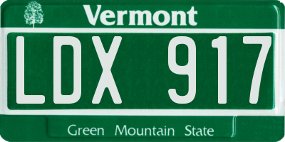 VT license plate LDX917
