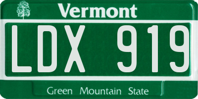 VT license plate LDX919