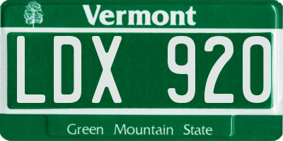 VT license plate LDX920