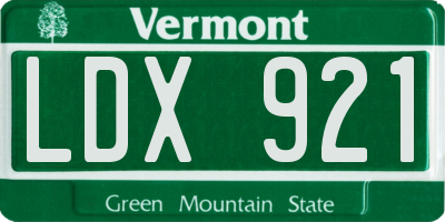 VT license plate LDX921