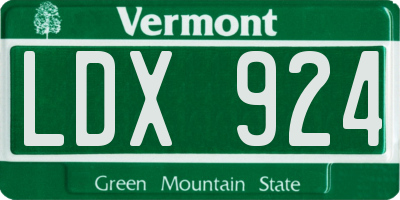 VT license plate LDX924