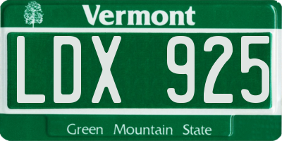 VT license plate LDX925