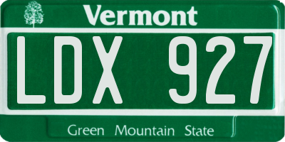 VT license plate LDX927