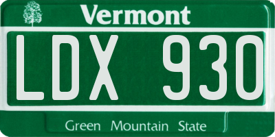 VT license plate LDX930