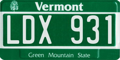 VT license plate LDX931