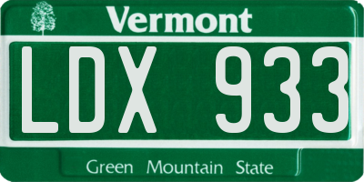VT license plate LDX933
