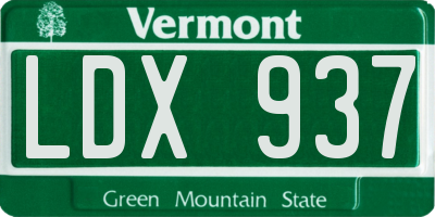 VT license plate LDX937